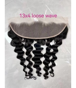 Human Hair Frontal 13x4 Closure Free Part Natural Color Curly Wave / Loose Wave / Deep Wave / Straight / Body Wave X02